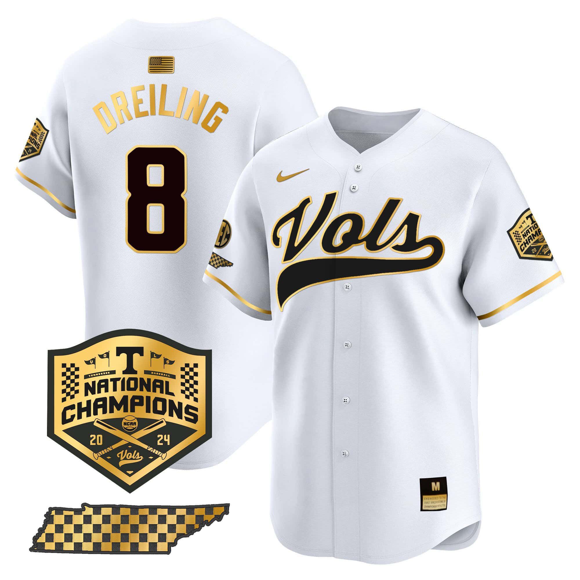 Men Tennessee Volunteers #8 Dreiling White 2024 Nike Champions Vapor Premier Limited NCAA Jersey style 1->customized nfl jersey->Custom Jersey